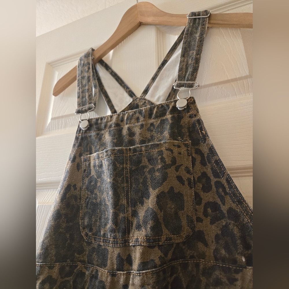 Leopard Print Women Jeans Overalls